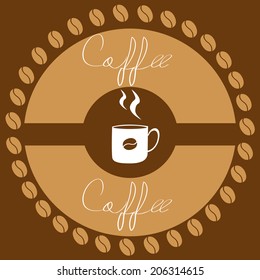 a white silhouette of a coffee mug within a lot of coffee beans 