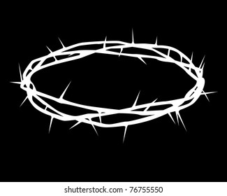 white silhouette of a crown of thorns on a black background