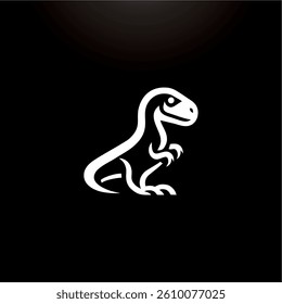 White silhouette of a dinosaur on a black background.	