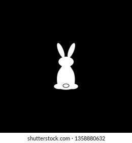 white silhouette easter rabbit. Easter Bunny. flat style