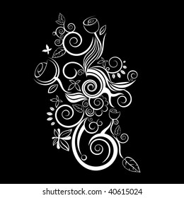 white silhouette flower design