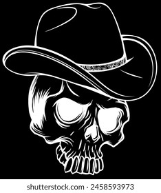 white silhouette of gangster skull head on black background vector illustration design style