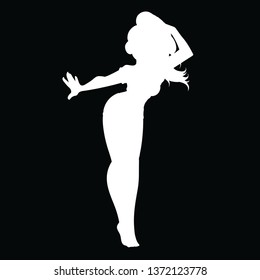 White silhouette of a girl posing in pin up style