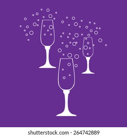 White silhouette of glass, carved on color background. Vector illustration, best for your design, flyers, coasters, prints.