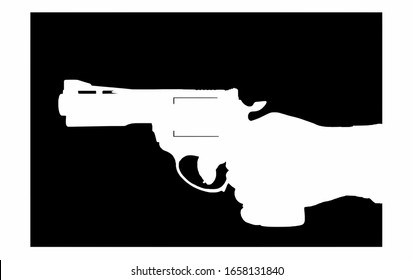 white silhouette of hand with gun vector illustration