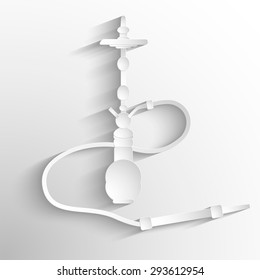 White silhouette of a hookah with shadow on a grey background. Vector