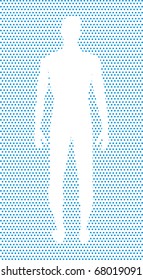 white silhouette of a human in the blue points