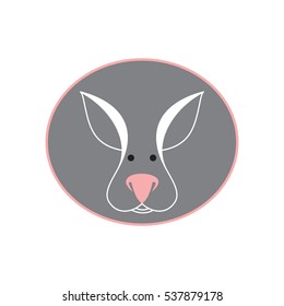 White silhouette  kangaroo on gray background. Flat design style vector illustrations set of icons and logos.