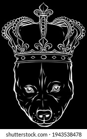 silueta blanca de la ilustración vectorial King Dog sobre fondo blanco