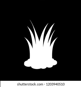 White silhouette of lawn grass icon, vector illustration, sign, symbol, logo, label, clip art isolated on black background.