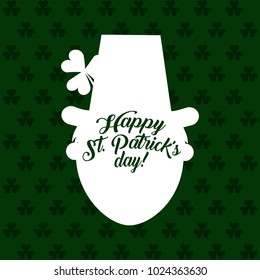 white silhouette leprechaun hat clover st patricks day