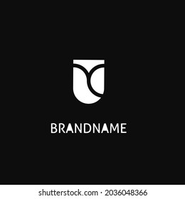 white silhouette line letter Y logo design simple,
