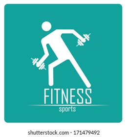 a white silhouette of a man with some weights