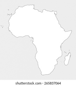 White silhouette map of Africa on gray background