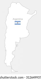 White silhouette map of Argentina on a gray background. South America