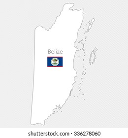 White silhouette map of Belize. North America
