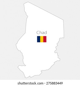White silhouette map of Chad on a gray background