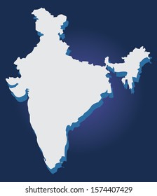 White silhouette of the Map of India on the blue background