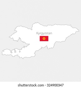 White silhouette map of Kyrgyzstan. Asia