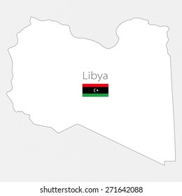 White silhouette map of Libya on a gray background