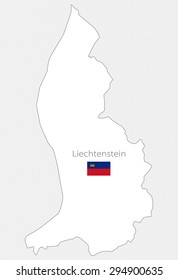 White silhouette map of Liechtenstein on a gray background