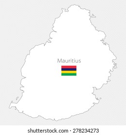 White silhouette map of Mauritius on a gray background