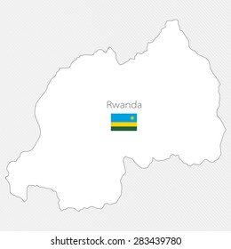 White silhouette map of Rwanda on a gray background