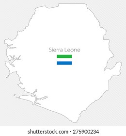 White silhouette map of Sierra Leone on a gray background