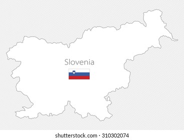 White silhouette map of Slovenia on a gray background. Europe