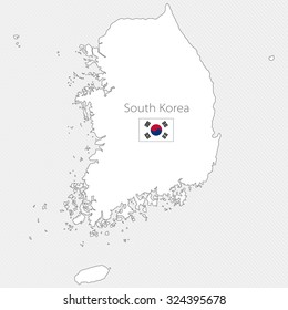 White silhouette map of South Korea. Asia