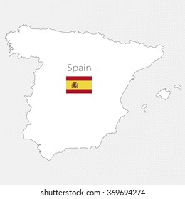 White silhouette map of Spain. Europe
