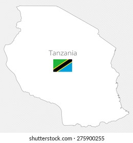 White silhouette map of Tanzania on a gray background