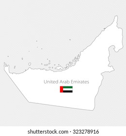 White silhouette map of United Arab Emirates. Asia