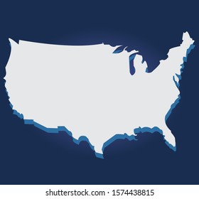 White silhouette of the Map of USA on the blue background