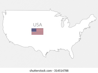 White silhouette map of USA on a gray background. North America