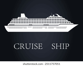 Silueta blanca del crucero moderno. Vector sobre fondo oscuro