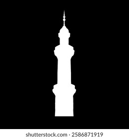 white silhouette of a mosque tower icon without background