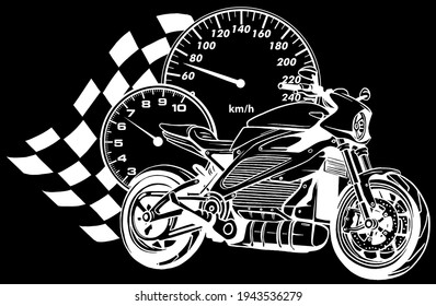 white silhouette of Motorcycle racer sport vector illustration