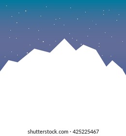 White silhouette of mountains and starry night sky. Vector background for flyer, advertising, banner, ads, poster. White silhouette of mountains. Background for flyer, advertising, banner, ads, poster