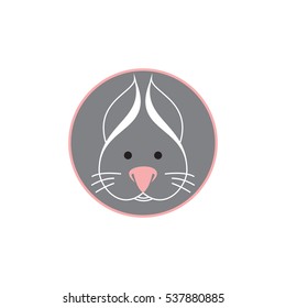 White silhouette mouse on gray background. Flat design style vector illustrations set of icons and logos.