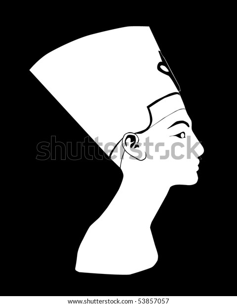 White Silhouette Nefertiti On Black Background Stock Vector (Royalty ...