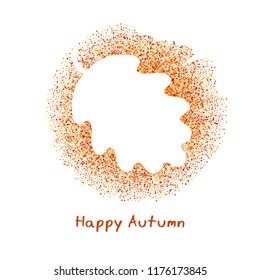 White silhouette of oak leaf with dust glitters on white background.