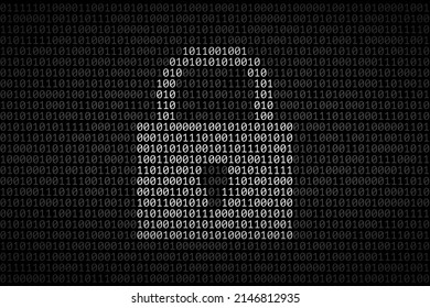 White silhouette of padlock made from zeros and ones, over dark binary code. Concept of protected digital data, information security. Modern computer technologies