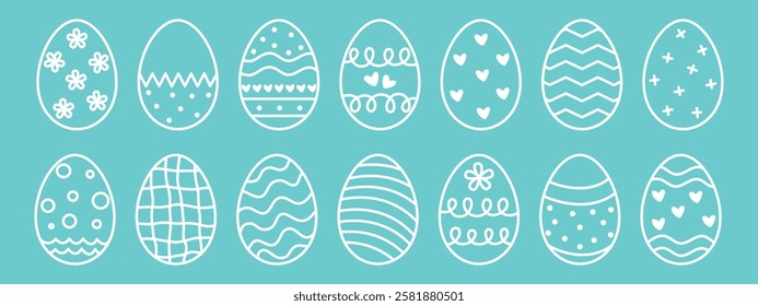 White silhouette of painted Easter eggs