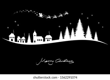 Black Shape Merry Christmas Background Silhouette Stock Vector (Royalty ...