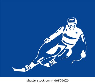 white silhouette of the skier