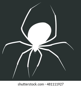 White Silhouette of Spider isolated on black background