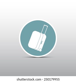 White silhouette of suitcase. Flat design