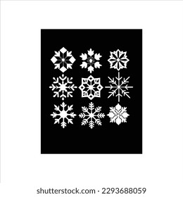 White silhouette vector of snow icon with black background.