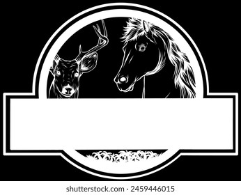 white silhouette of zoo on black background